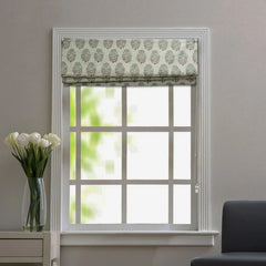 Wooden Block Print Pure Linen Roman Shade - Mayra