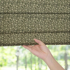 Hand Block Linen Green Floral Roman Shade - Pista