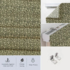 Hand Block Linen Green Floral Roman Shade - Pista