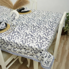 Sehjan Blue Indian Floral Print Table Linens | Matching napkins available