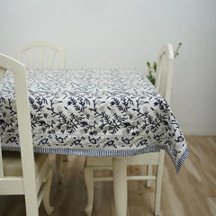 Sehjan Blue Indian Floral Print Table Linens | Matching napkins available