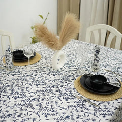 Sehjan Blue Indian Floral Print Table Linens | Matching napkins available
