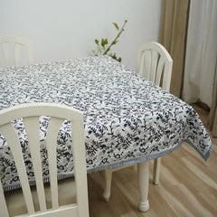 Sehjan Blue Indian Floral Print Table Linens | Matching napkins available