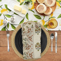 Block Print Linen Frill Napkin Traffic Light