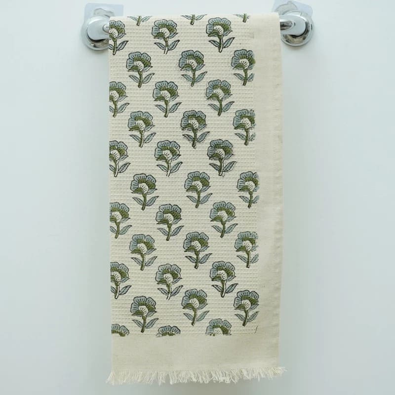 Handmade Green Waffle Mini Towels - Rohini