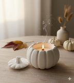 Jesmonite Pumpkin Candle | Sculptural Fall Décor-0