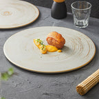 Brushed Texture Round Ceramic Dinner Plate 10" / 12"  – Minimalist Matte Glaze Design-3