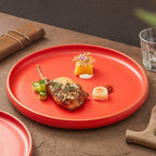 Handcrafted Matte Ceramic Plate with Raised Rim – Gold-Brushed Finish-1