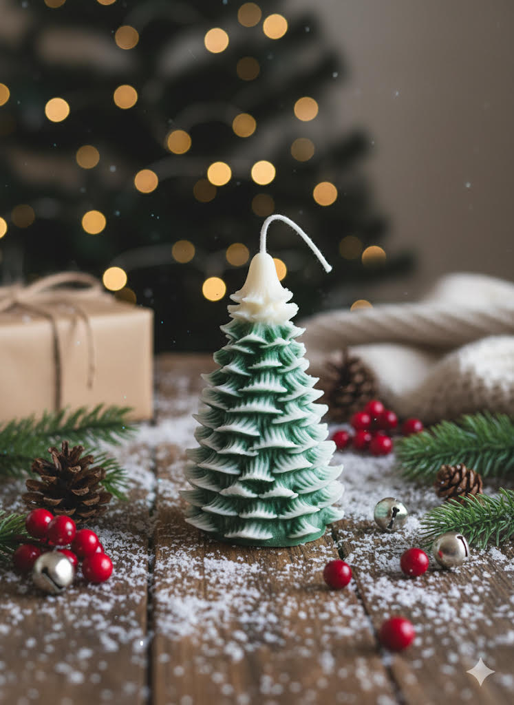 Handmade Christmas Tree Candle – Festive Holiday Décor & Gift-0