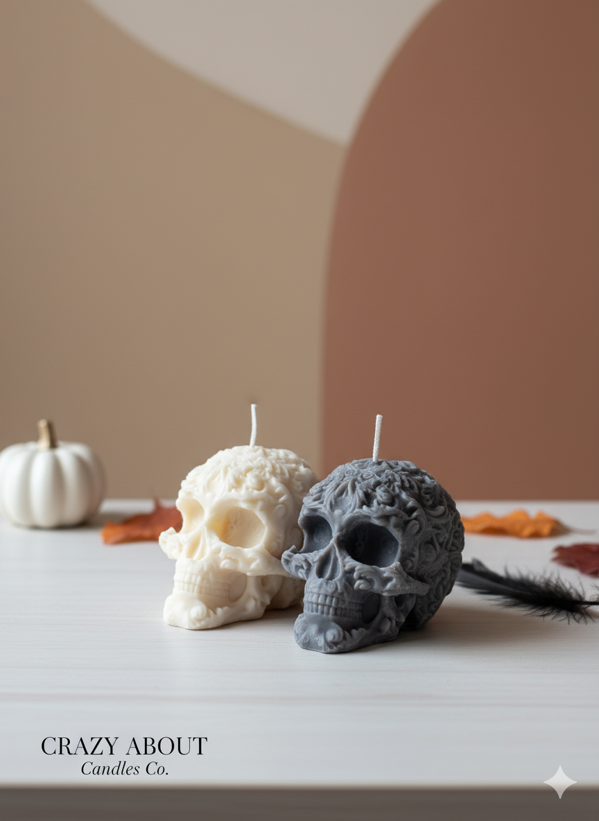 Floral Skull Candle | Gothic Soy Wax-0