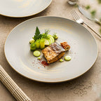 Matte Glazed Ceramic Dinner Plate with Gold Detailing – Available in Two Sizes-0