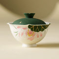 Handmade Ceramic Gaiwan with Lotus Design – 95ml Traditional Chinese Tea Cup with Lid-0