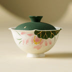 Handmade Ceramic Gaiwan with Lotus Design – 95ml Traditional Chinese Tea Cup with Lid-0