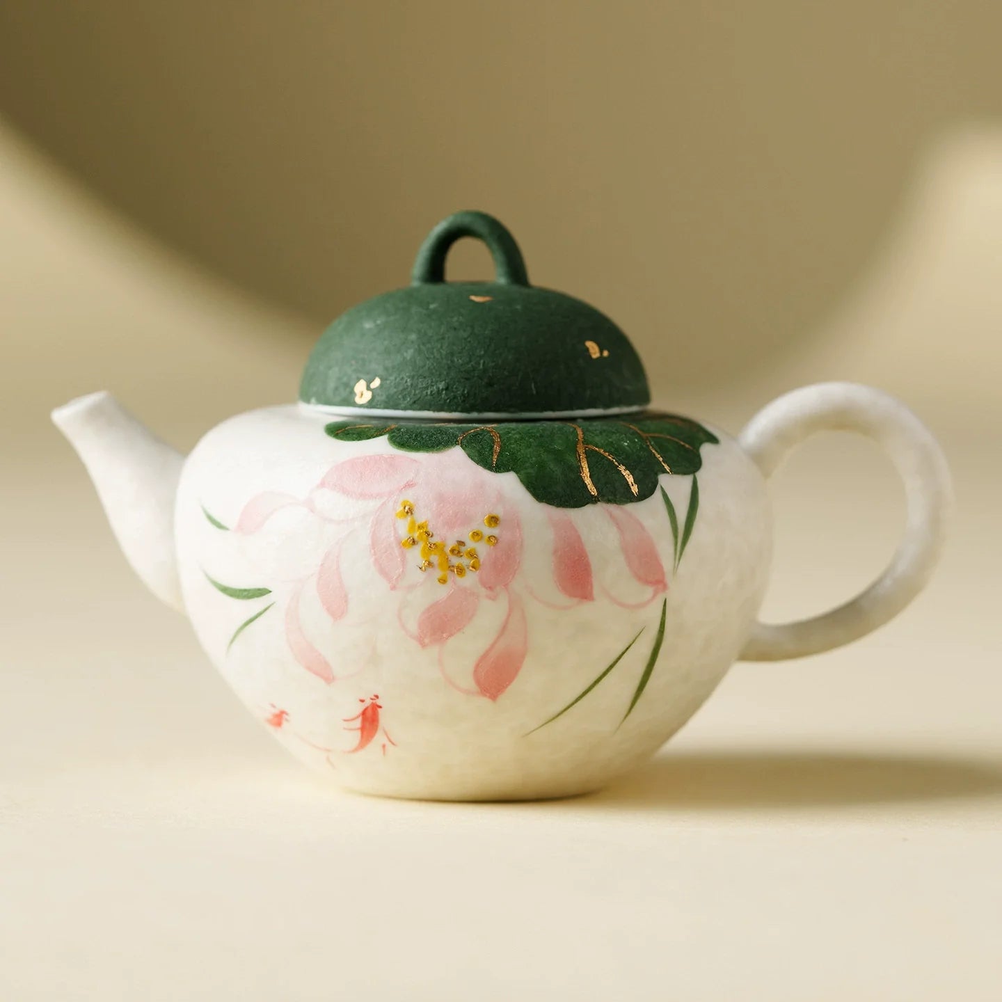 Handmade Ceramic Teapot with Lotus Design – 120ml Traditional Chinese Kung Fu Tea Pot-0