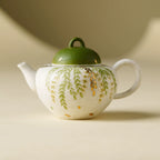 Handmade Ceramic Teapot with Green Leaf Design – 120ml Traditional Chinese Kung Fu Tea Pot-0