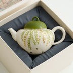 Handmade Ceramic Teapot with Green Leaf Design – 120ml Traditional Chinese Kung Fu Tea Pot-3