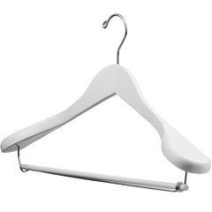 DEILSY Wide Shoulder Wooden Suit Hangers with Non-Slip Pants Bar & 360° Swivel Hook - Smooth Finish 30 Hangers