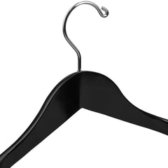 DEILSY Wide Shoulder Black Wooden Suit Hangers with Non-Slip Pants Bar & 360° Swivel Hook - Smooth Finish 30 Hangers