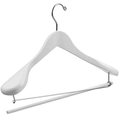 DEILSY Wide Shoulder Wooden Suit Hangers with Non-Slip Pants Bar & 360° Swivel Hook - Smooth Finish 30 Hangers