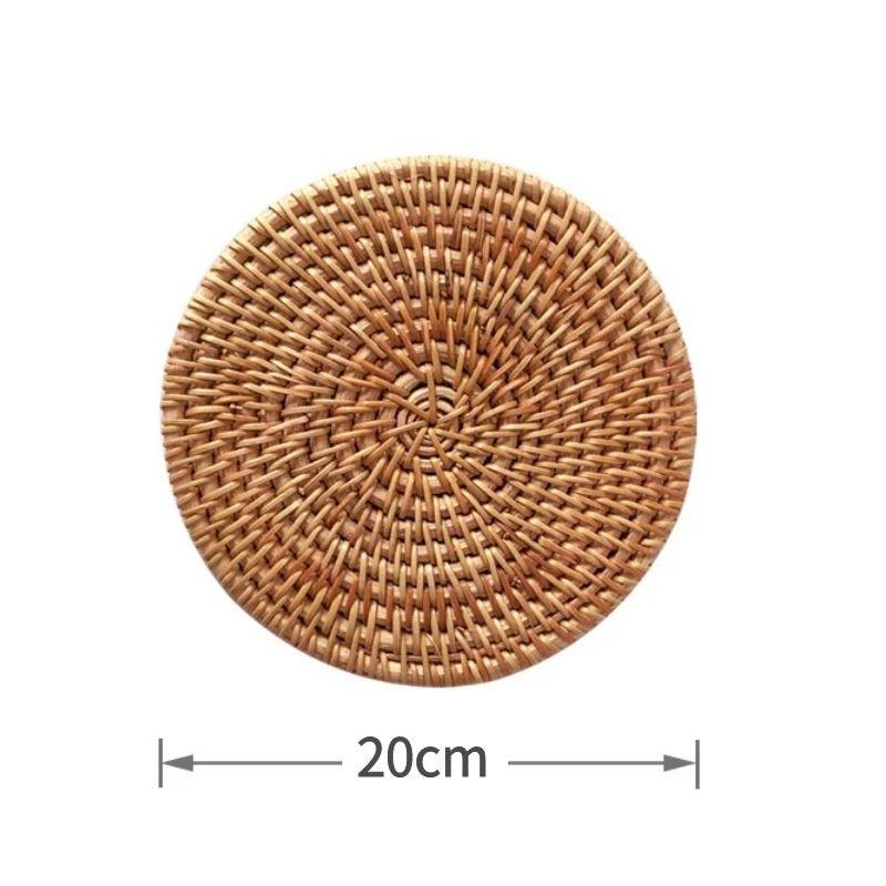 Line Cup Mat Round Natural Rattan,Hand Woven Hot Insulation Placemats Table Padding Kitchen Decoration Accessories-6