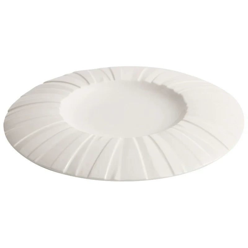 Ceramic Radiating Rim Plate – Origami Texture Dinner Plate Series-4