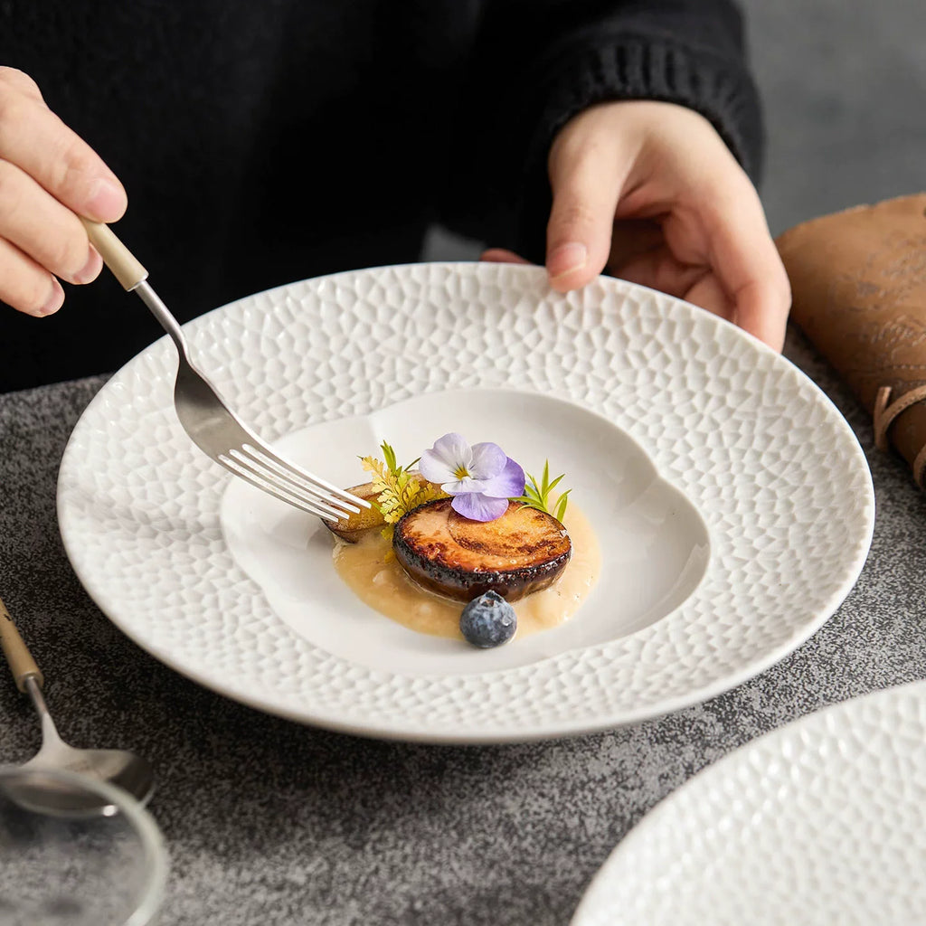Artisanal Matte Lattice Blossom Porcelain Plate – Blossom Series-1