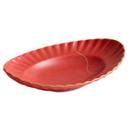 Red Vermilion Glazed Porcelain Serving Plate – Cold Dish Oval Plate Series-4