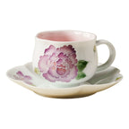 Hand-Painted Purple Peony Porcelain Teacup & Saucer Set – Elegant Floral Ceramic Cup for Tea or Coffee-4
