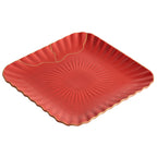 Red Vermilion Glazed Porcelain Square Plate – Kintsugi Design Series-4