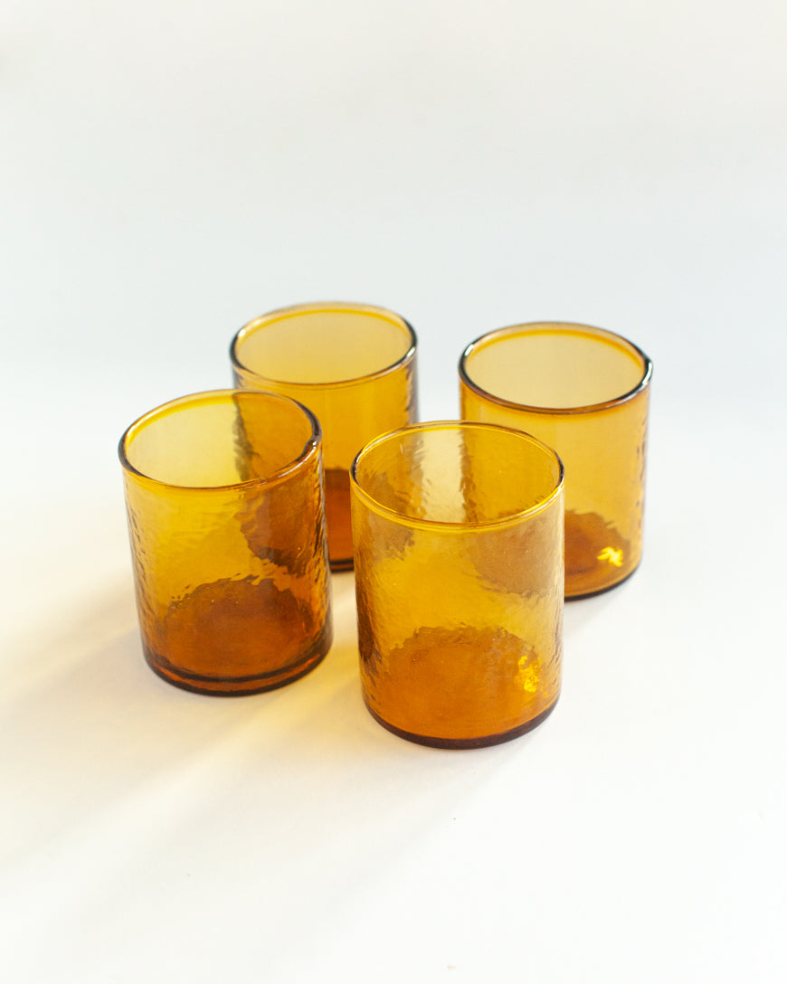 Handblown Hammered Glasses | Set of 4