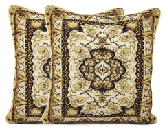 DaDa Bedding Elegant Golden Persian Style Rug Floral Tapestry Throw Pillow Covers 16" x 16"-4