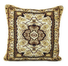 DaDa Bedding Elegant Golden Persian Style Rug Floral Tapestry Throw Pillow Covers 16" x 16"-0