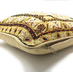 DaDa Bedding Elegant Golden Persian Style Rug Floral Tapestry Throw Pillow Covers 16" x 16"-2