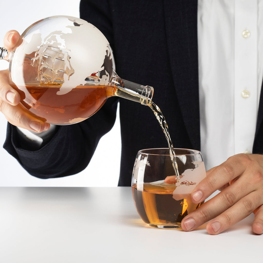 Etched World Decanter whiskey Globe - Whiskey Gift Set Globe-1