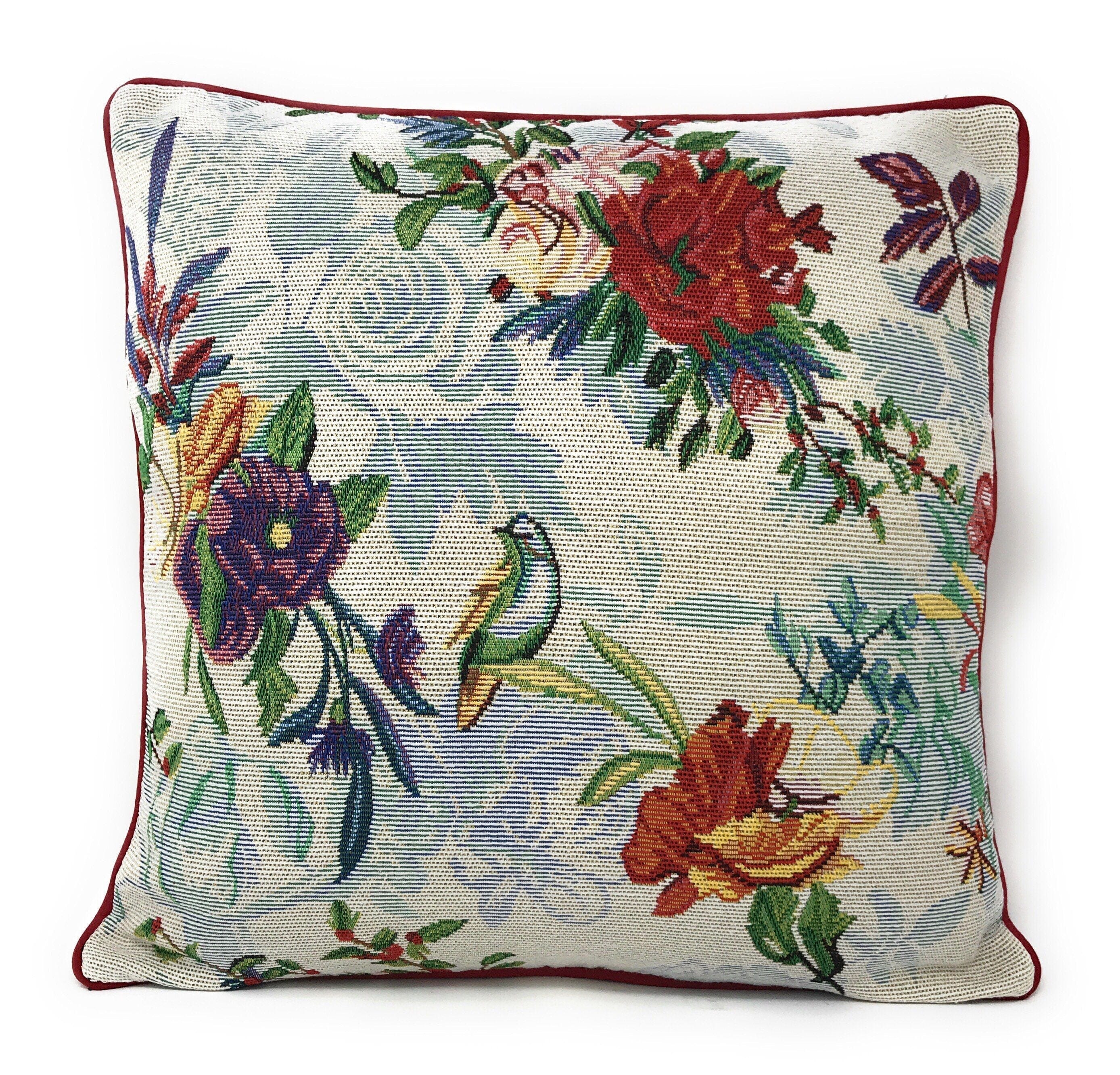 DaDa Bedding Elegant Tropical Paradise Birds Floral Tapestry Throw Pillow Covers 16" (18116)-4