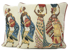 DaDa Bedding Dancing Women African Dreams Tapestry Throw Pillow Covers 16" x 16"-5