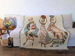 DaDa Bedding Elegant Tapestry Throw Blanket, Dancing Women African Dreams - 50” x 60” (7173)-2
