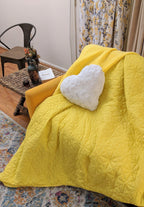 DaDa Bedding Happy Sunny Yellow Bright Quilted Ultra Sonic Reversible Throw Blanket Bedspread (BJ0107)-3