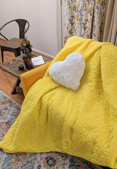 DaDa Bedding Happy Sunny Yellow Bright Quilted Ultra Sonic Reversible Throw Blanket Bedspread (BJ0107)-3