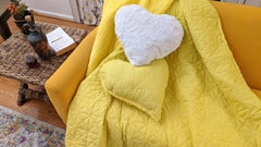 DaDa Bedding Happy Sunny Yellow Bright Quilted Ultra Sonic Reversible Throw Blanket Bedspread (BJ0107)-1