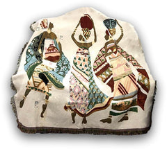 DaDa Bedding Elegant Tapestry Throw Blanket, Dancing Women African Dreams - 50” x 60” (7173)-0