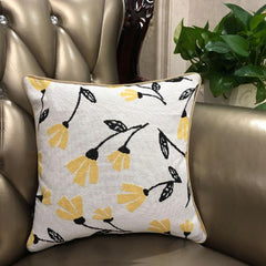 DaDa Bedding Yellow Fleur Floral Botanical Spring Tapestry Throw Pillow Cover, 16" x 16" (18112)