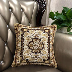 DaDa Bedding Elegant Golden Persian Style Rug Floral Tapestry Throw Pillow Covers 16" x 16"-1
