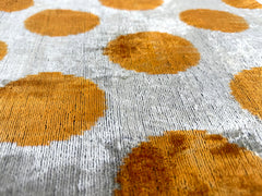 Luxury Handmade 16x16 Velvet Pillow – Gray & Gold Orange Polka Dot