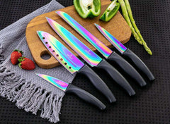 Kitchen Knife Set Kit | Black Handle, Black Magnetic Rack & Sharpener