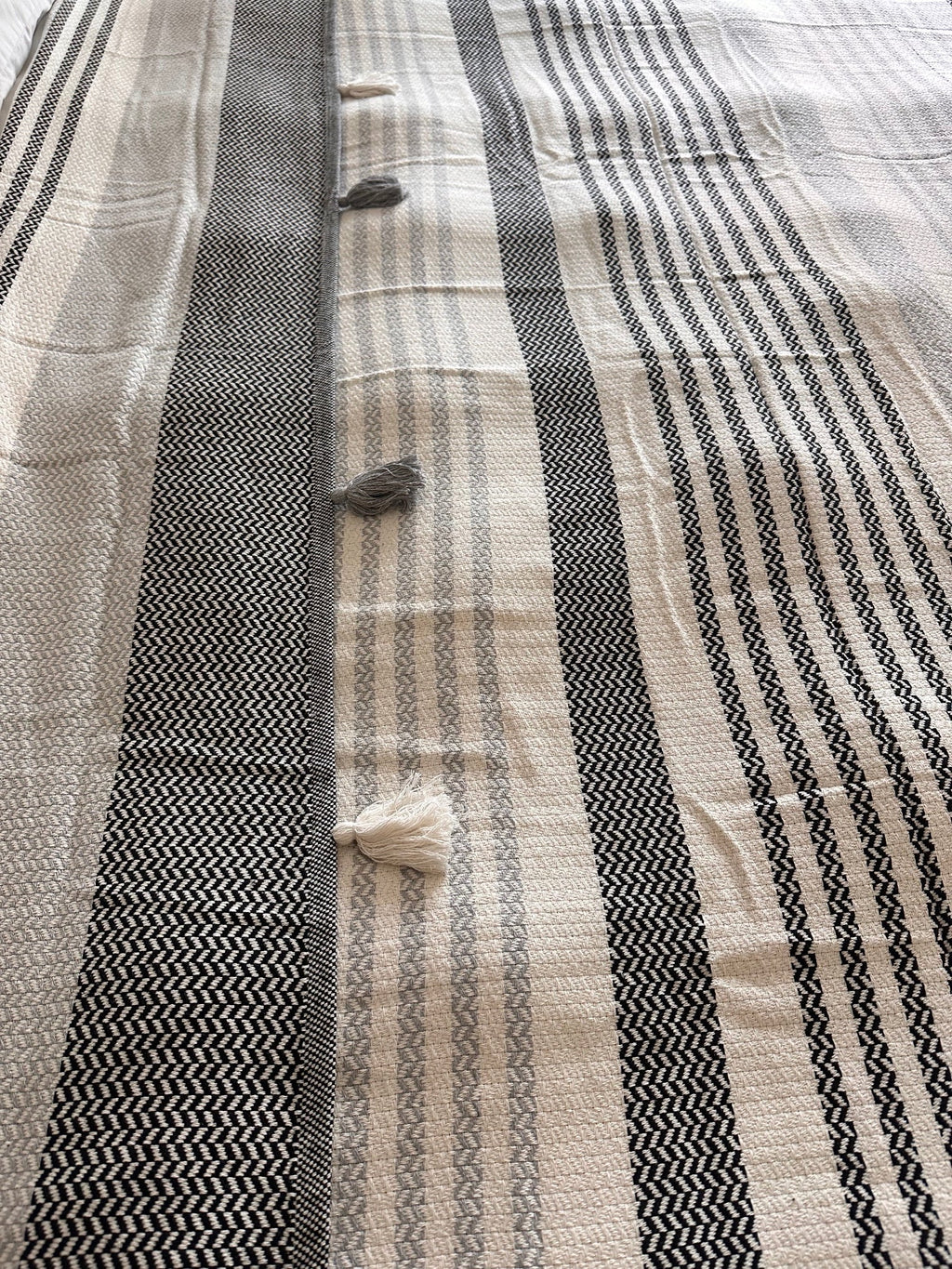 COTTON BLACK POM POM BEDSPREAD-2