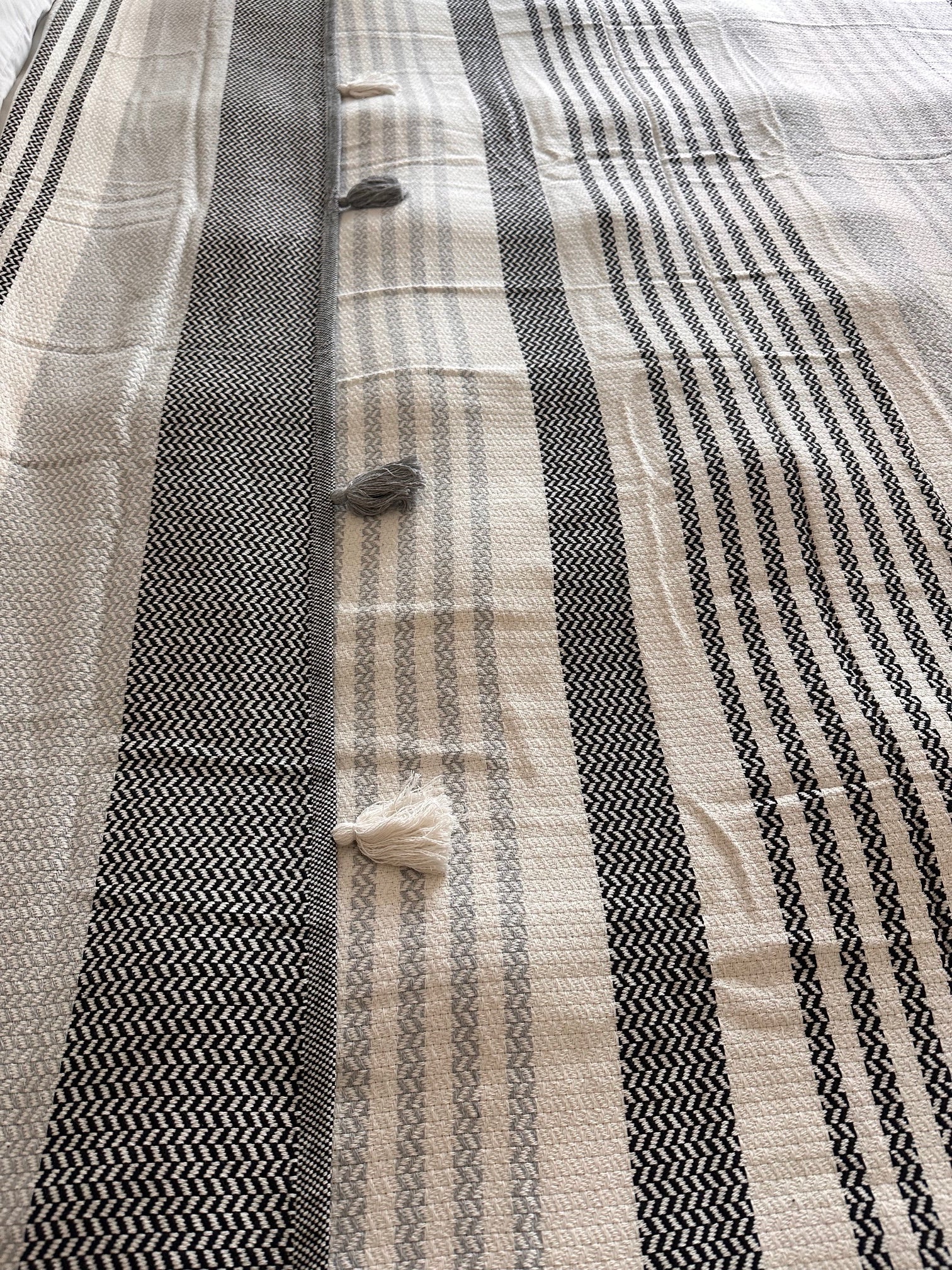 COTTON BLACK POM POM BEDSPREAD-2