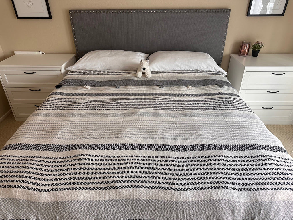 COTTON BLACK POM POM BEDSPREAD-1