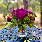 Real touch peony arrangement in glass vase - 10"-2
