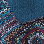 DaDa Bedding Farmhouse Bohemian Native Rustic Navy Blue Geometric Diamond Shapes Bedspread Set (KSX-001)-4